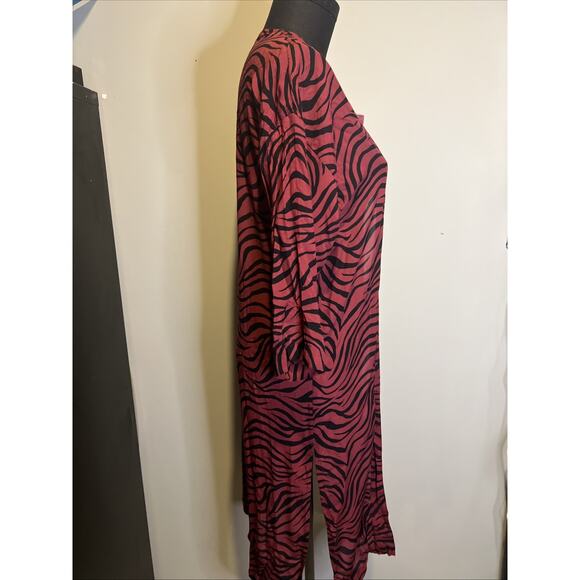 Loft Dark Red / Black Zebra Print Sheer Duster XS / S - Picture 3 of 6
